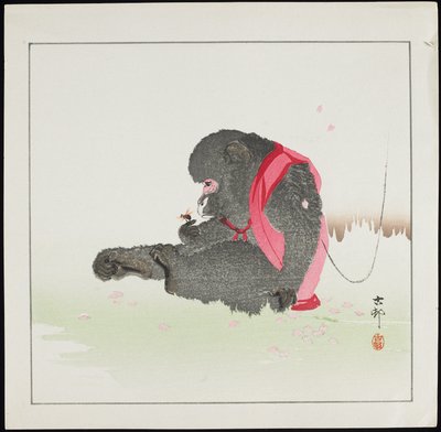 Mono atrapando una abeja, antes de 1912 de Ohara Koson